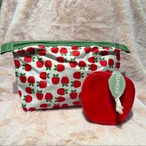 NWOT Clinique Apple Cosmetic Case Set